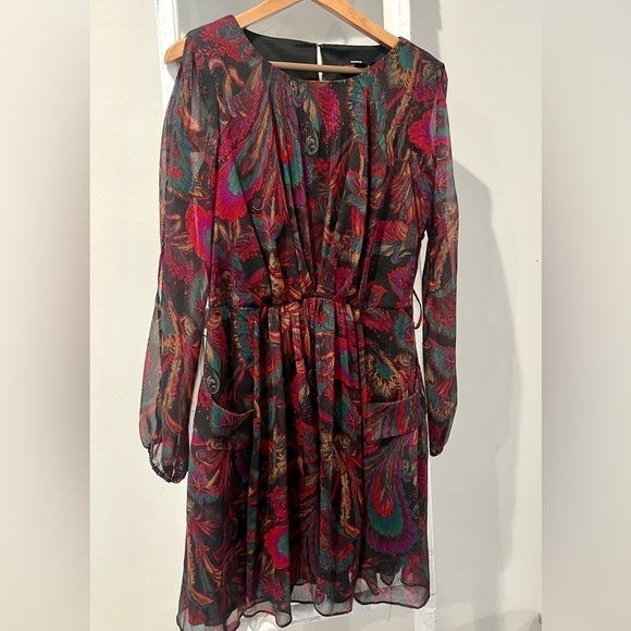 Miss Sixty Dresses & Skirts - Miss Sixty chiffon floral elastic waist layered open shoulder retro dress 12